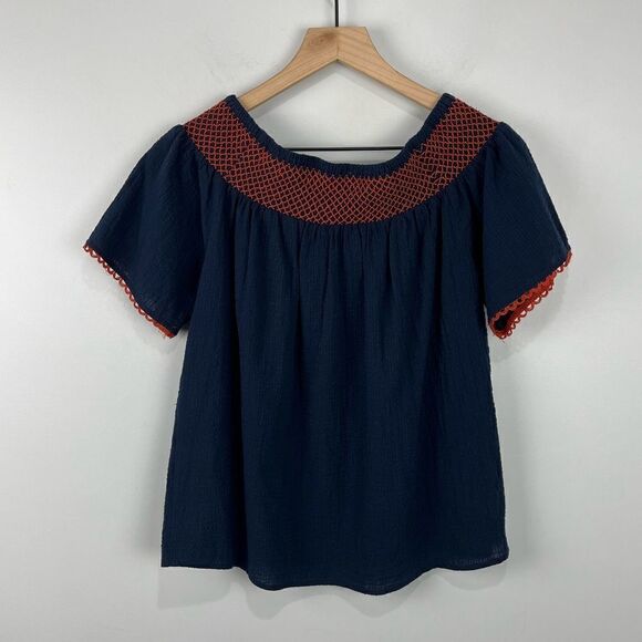 THML Navy Cotton Blouse with Embroidery XS - Picture 6 of 6